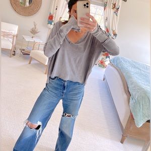 Free People Long Sleeve Vneck TShirt